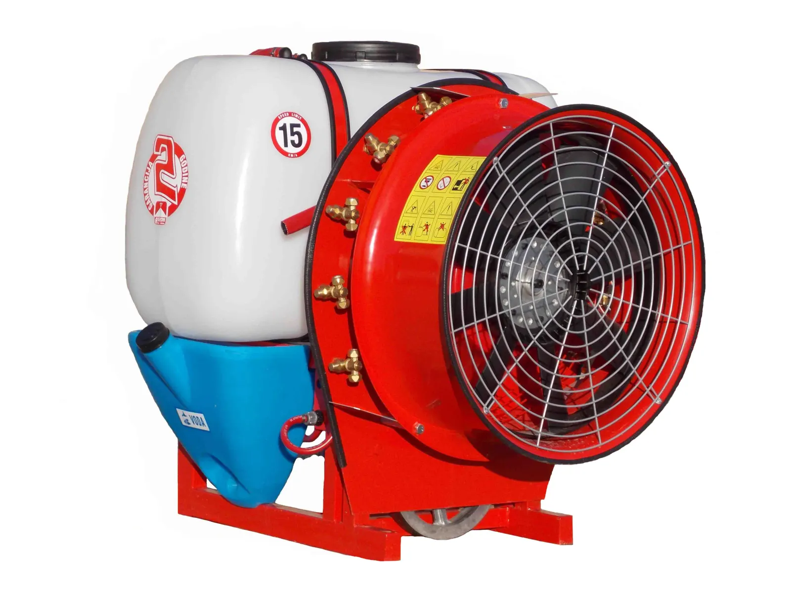 Nošeni atomizer AGRON od 220 litara sa plavim rezervoarom za ispiranje i ventilatorom Ø 600